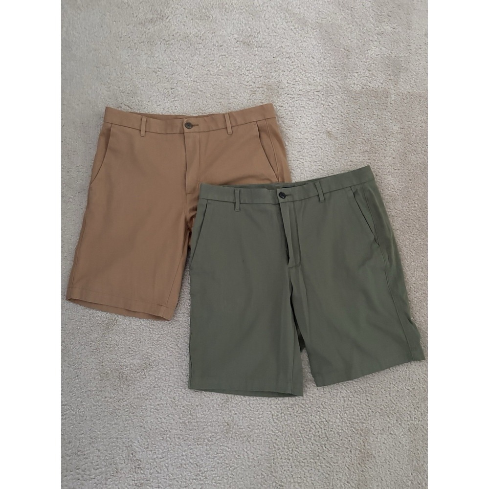 Everlane Lot of 2 Mens Uniform Slim Fit Shorts Size 34 Tan Green
